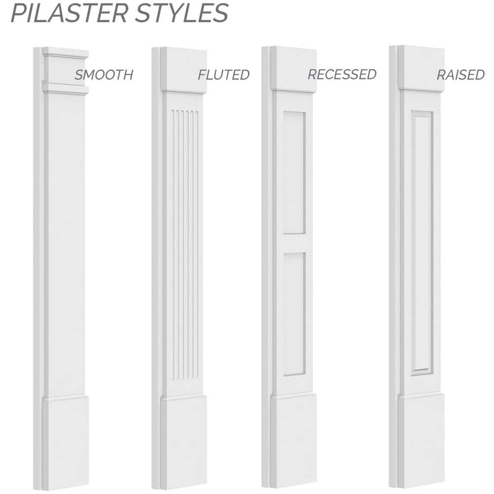 Ekena Millwork 2 in. x 4 in. x 96 in. Fluted PVC Pilaster Moulding with Standard Capital and Base (Pair)