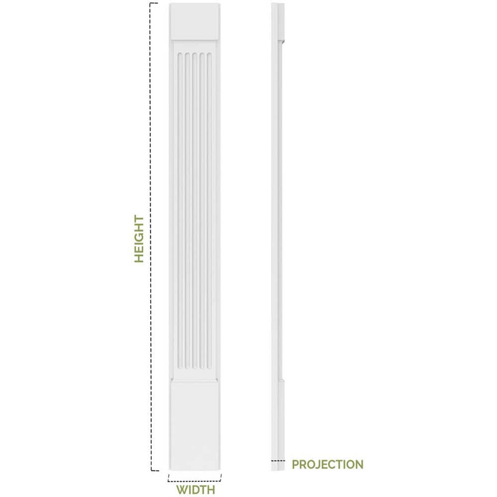 Ekena Millwork 2 in. x 4 in. x 96 in. Fluted PVC Pilaster Moulding with Standard Capital and Base (Pair)