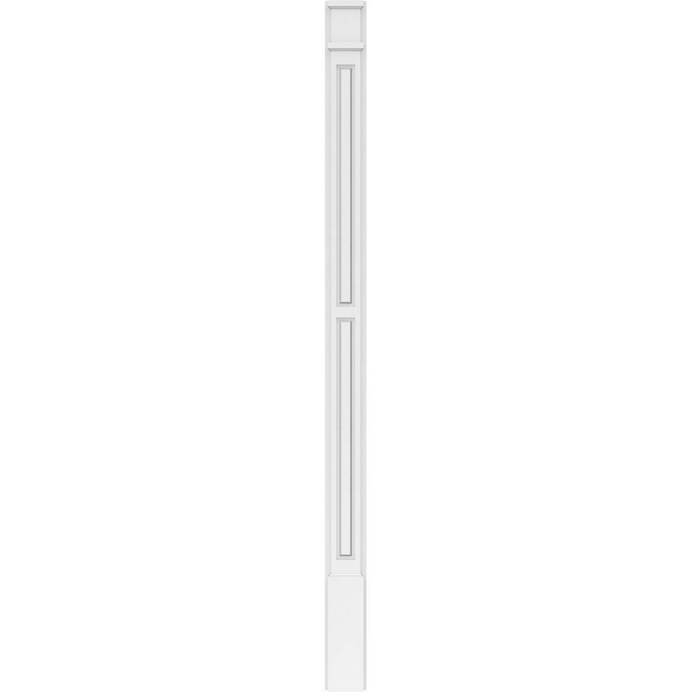 Ekena Millwork 2 in. x 5 in. x 82 in. 2-Equal Raised Panel PVC Pilaster Moulding with Decorative Capital and Base (Pair)