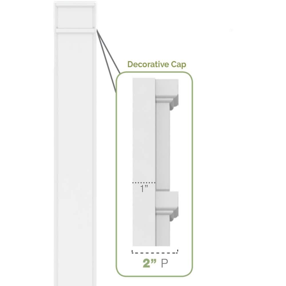 Ekena Millwork 2 in. x 5 in. x 82 in. Flat Panel PVC Pilaster Moulding with Decorative Capital and Base (Pair)