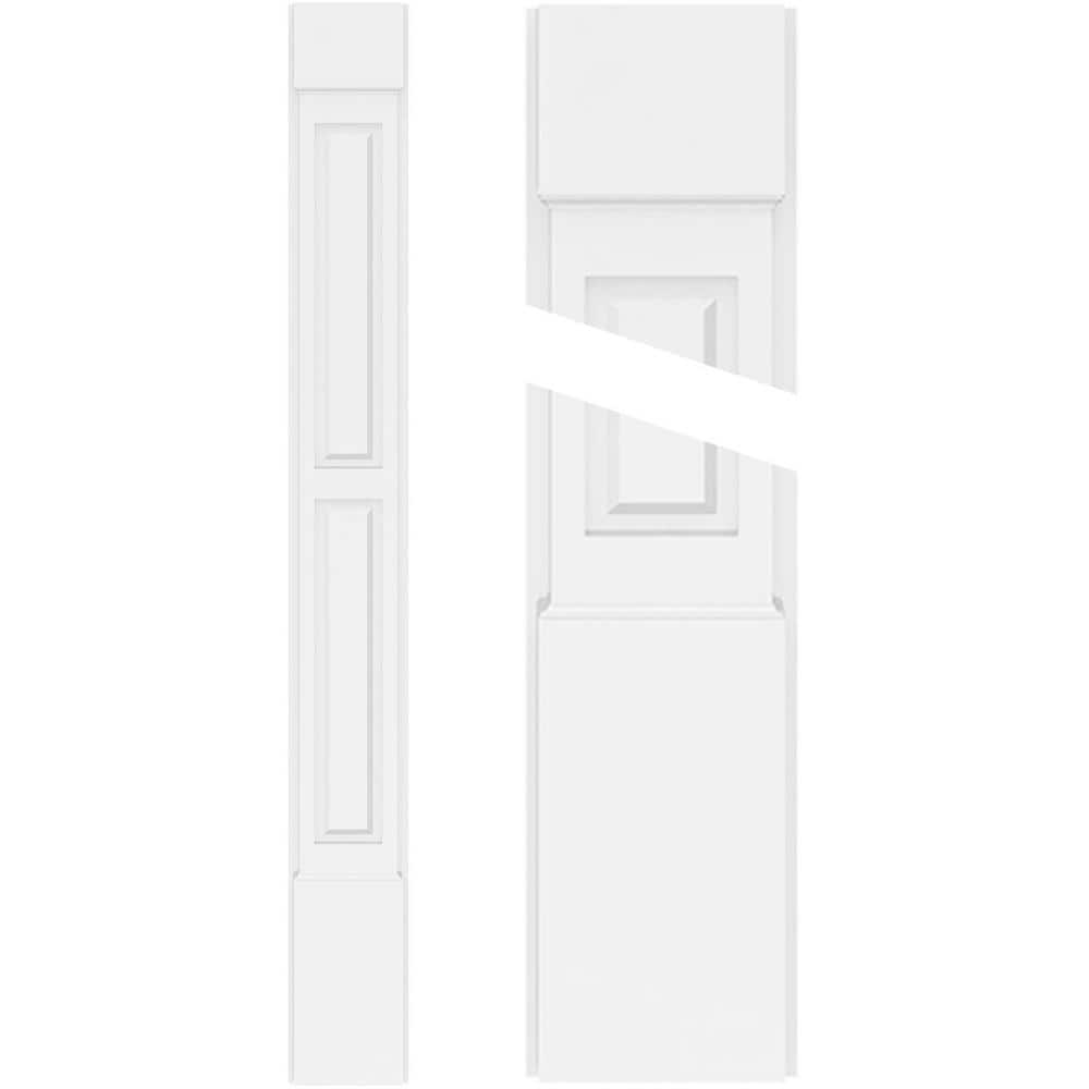 Ekena Millwork 2 in. x 6 in. x 90 in. 2-Equal Raised Panel PVC Pilaster Moulding with Standard Capital and Base (Pair)