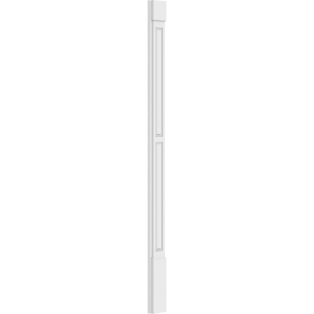 Ekena Millwork 2 in. x 6 in. x 90 in. 2-Equal Raised Panel PVC Pilaster Moulding with Standard Capital and Base (Pair)