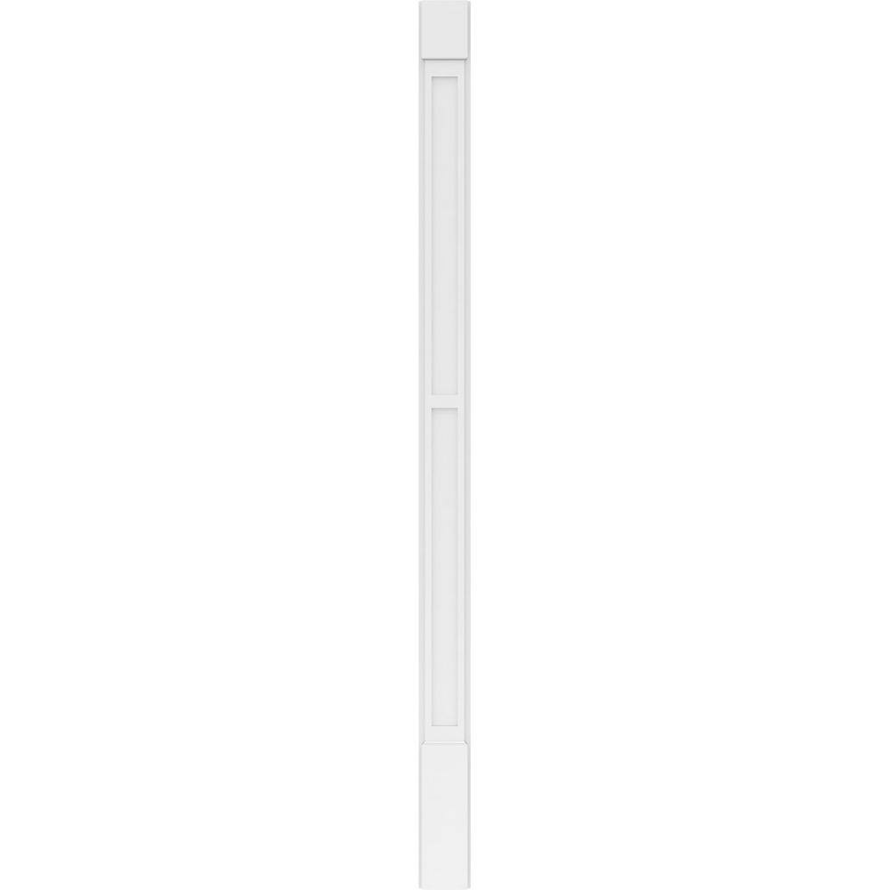 Ekena Millwork 2 in. x 6 in. x 102 in. 2-Equal Flat Panel PVC Pilaster Moulding with Standard Capital and Base (Pair)