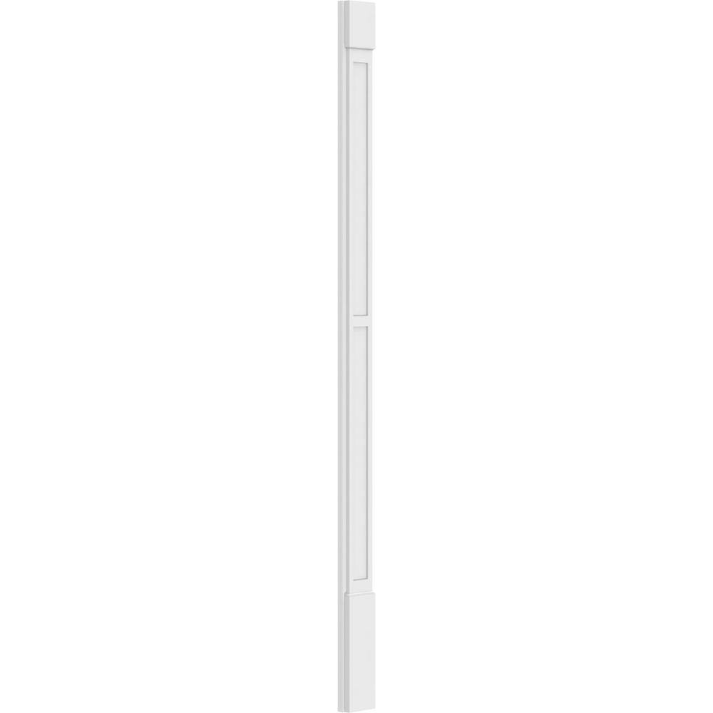 Ekena Millwork 2 in. x 6 in. x 102 in. 2-Equal Flat Panel PVC Pilaster Moulding with Standard Capital and Base (Pair)