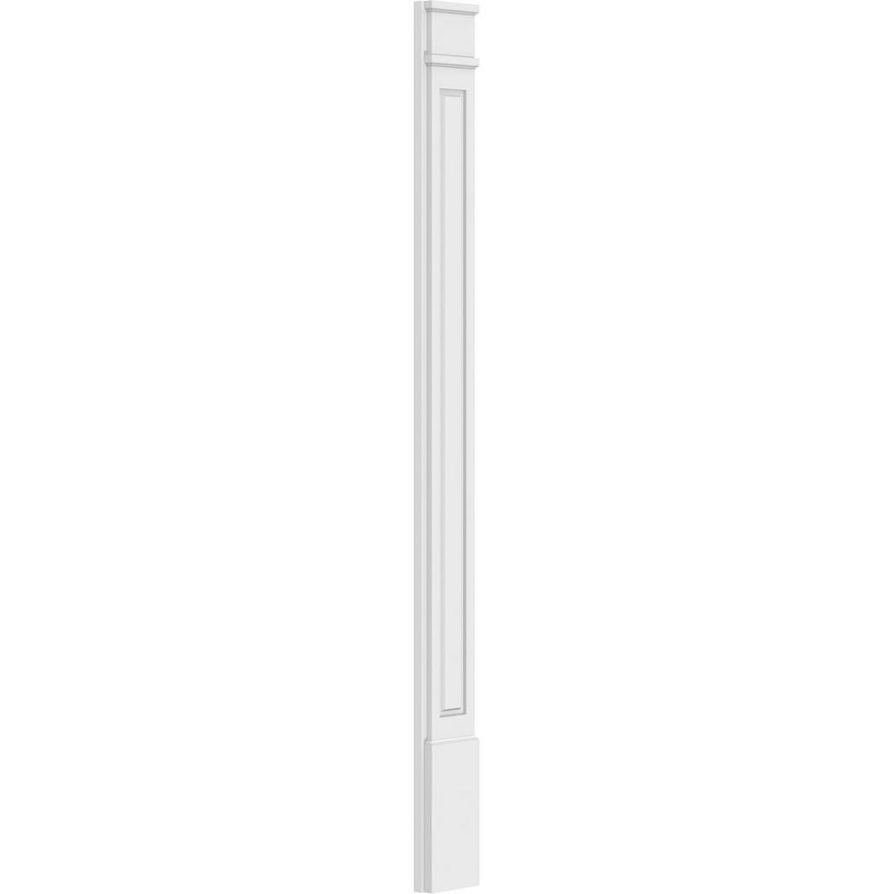 Ekena Millwork 2 in. x 7 in. x 82 in. Raised Panel PVC Pilaster Moulding with Decorative Capital and Base (Pair)