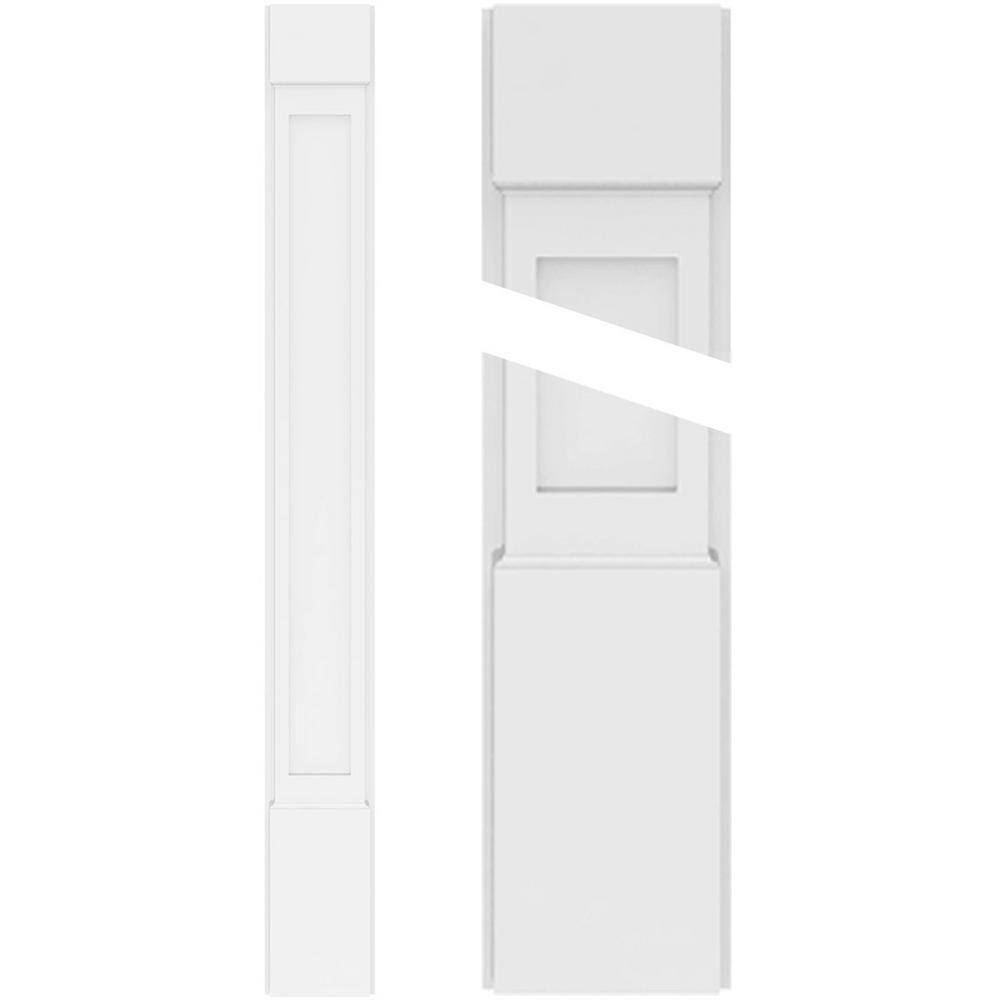 Ekena Millwork 2 in. x 7 in. x 90 in. Flat Panel PVC Pilaster Moulding with Standard Capital and Base (Pair)
