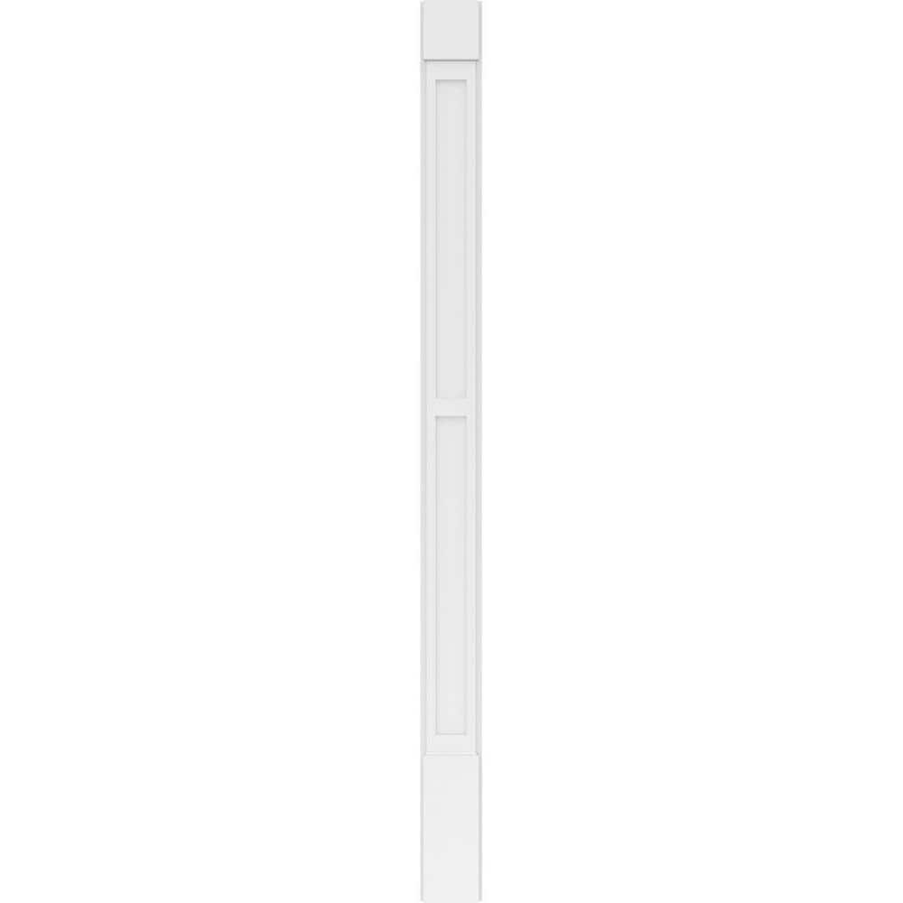 Ekena Millwork 2 in. x 7 in. x 102 in. 2-Equal Flat Panel PVC Pilaster Moulding with Standard Capital and Base (Pair)