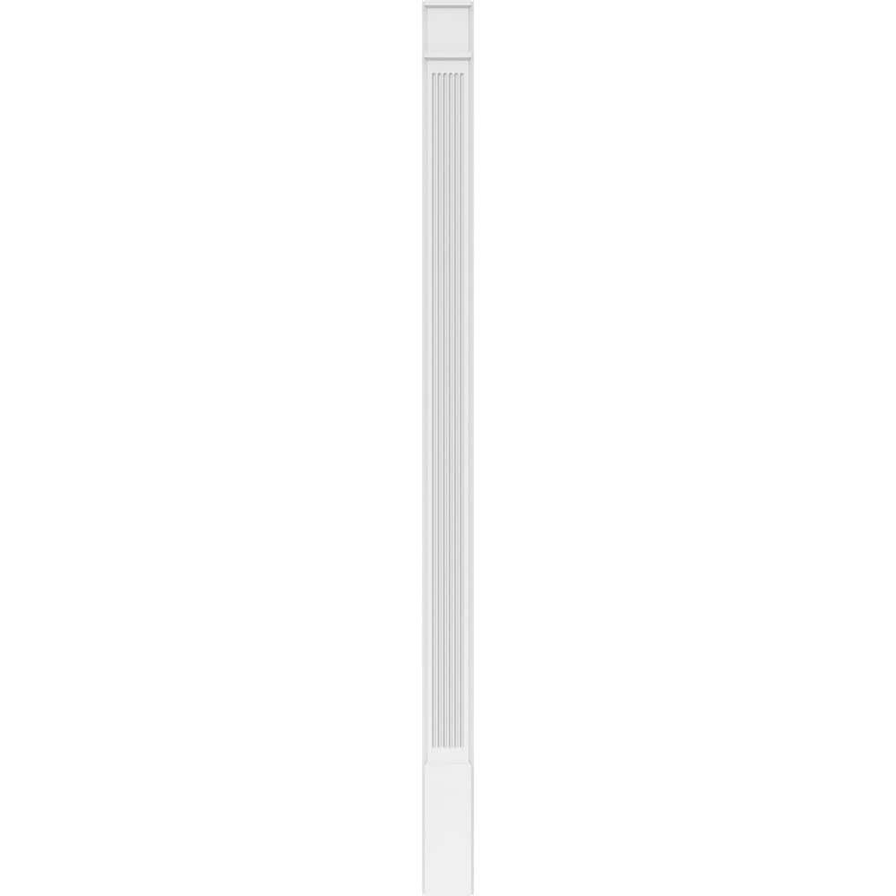 Ekena Millwork 2 in. x 7 in. x 120 in. Fluted PVC Pilaster with Decorative Capital and Base Moulding (Pair)