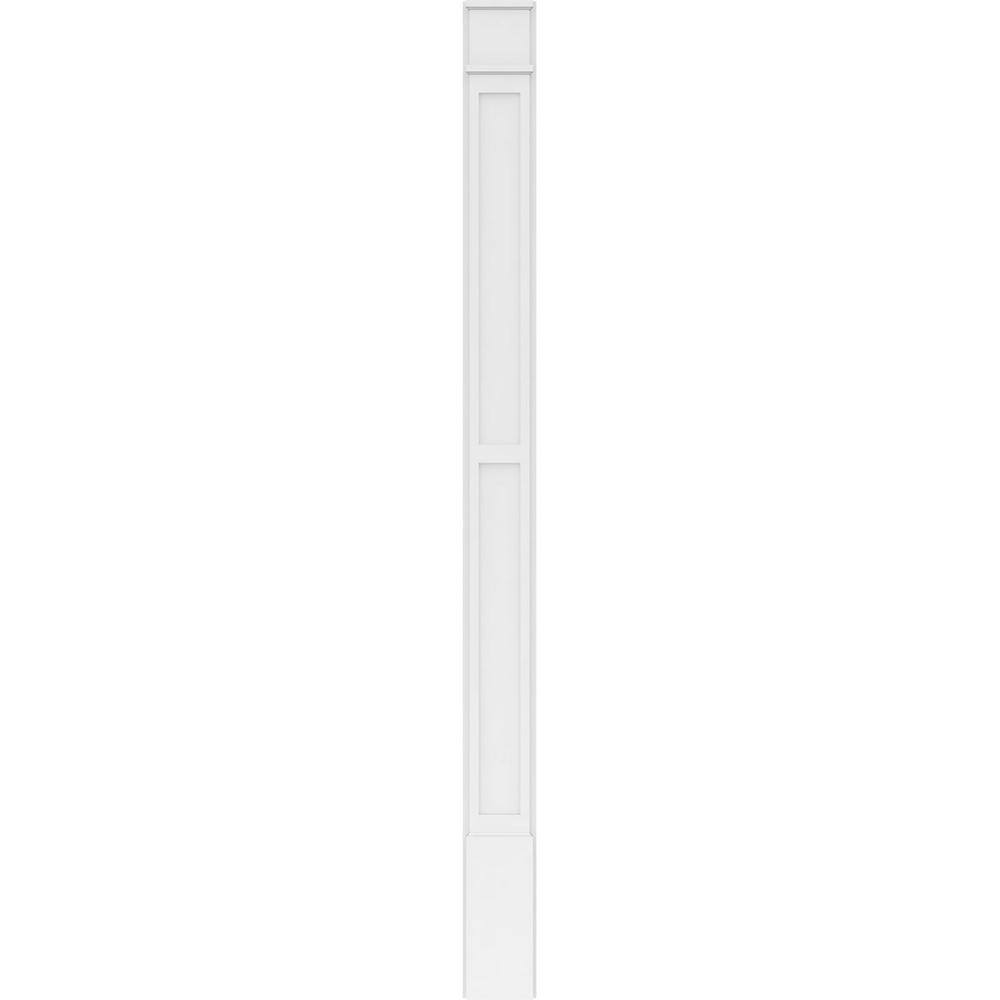 Ekena Millwork 2 in. x 8 in. x 108 in. 2 Equal Flat Panel PVC Pilaster with Decorative Capital and Base Moulding (Pair)