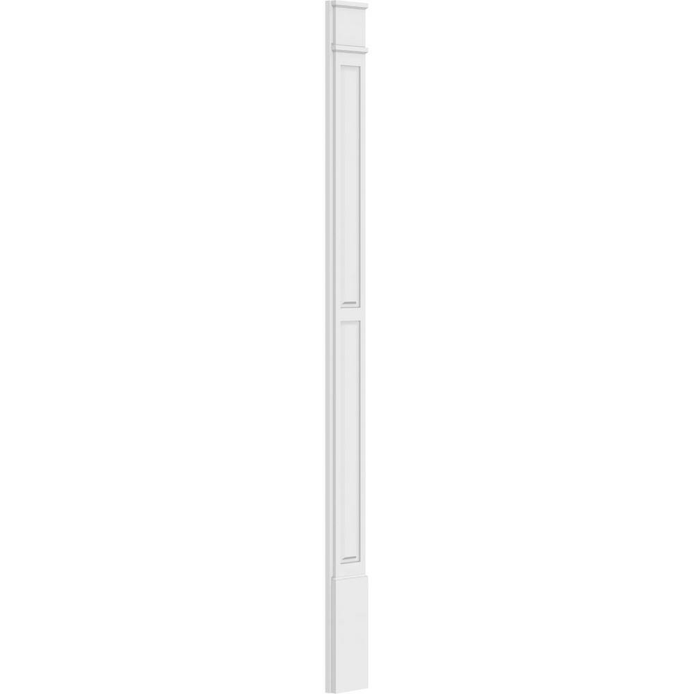 Ekena Millwork 2 in. x 8 in. x 108 in. 2 Equal Raised Panel PVC Pilaster with Decorative Capital and Base Moulding (Pair)