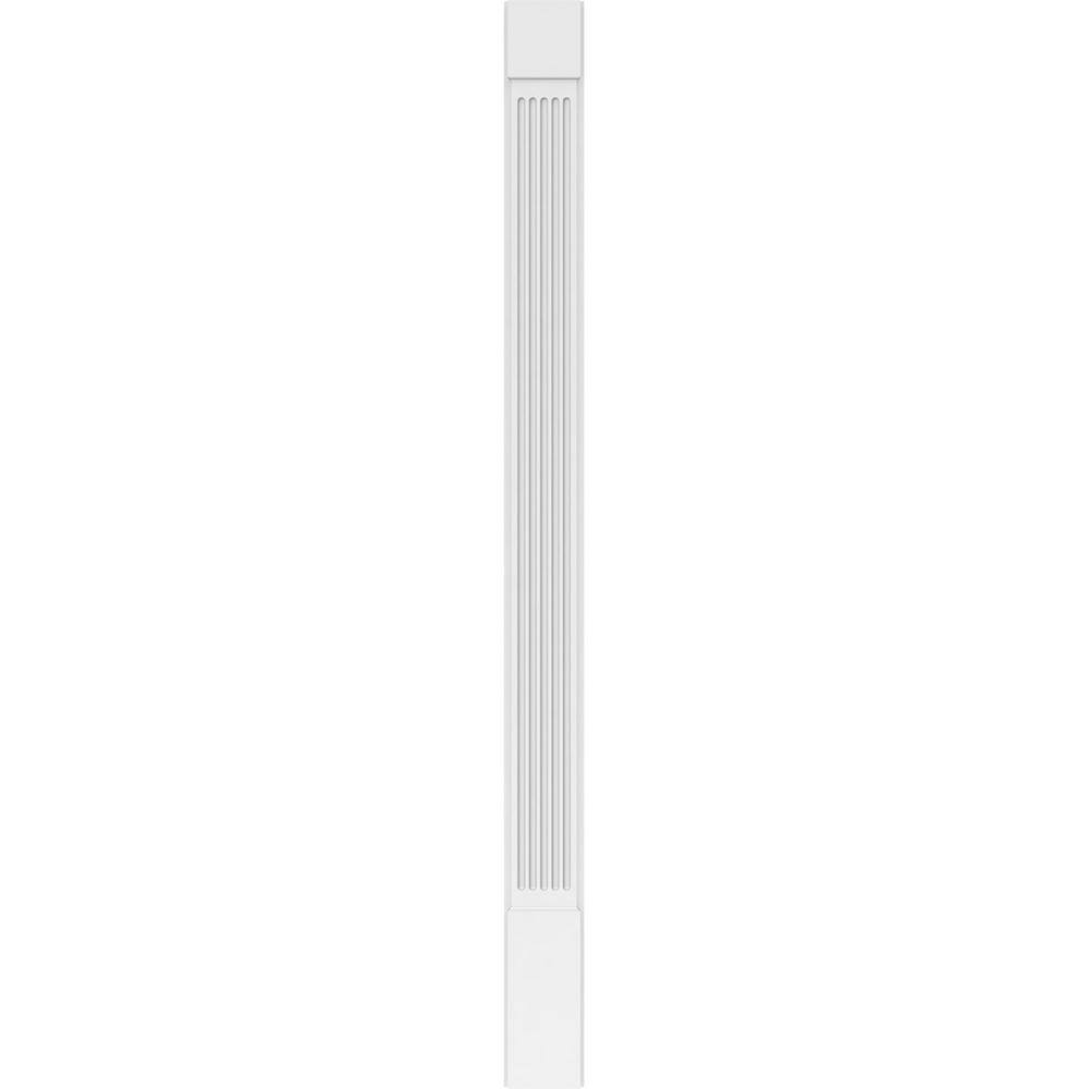 Ekena Millwork 2 in. x 8 in. x 108 in. Fluted PVC Pilaster with Standard Capital and Base Moulding (Pair)