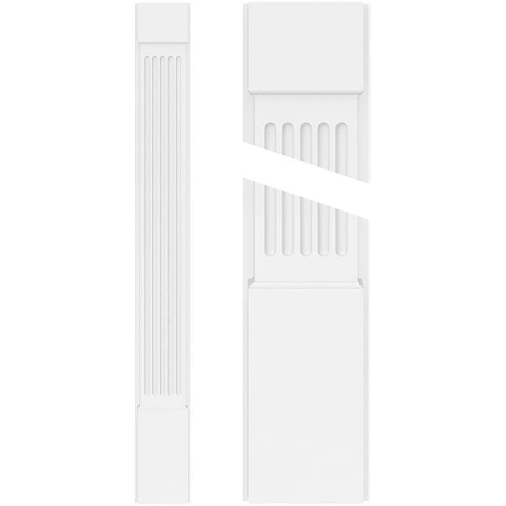 Ekena Millwork 2 in. x 8 in. x 108 in. Fluted PVC Pilaster with Standard Capital and Base Moulding (Pair)