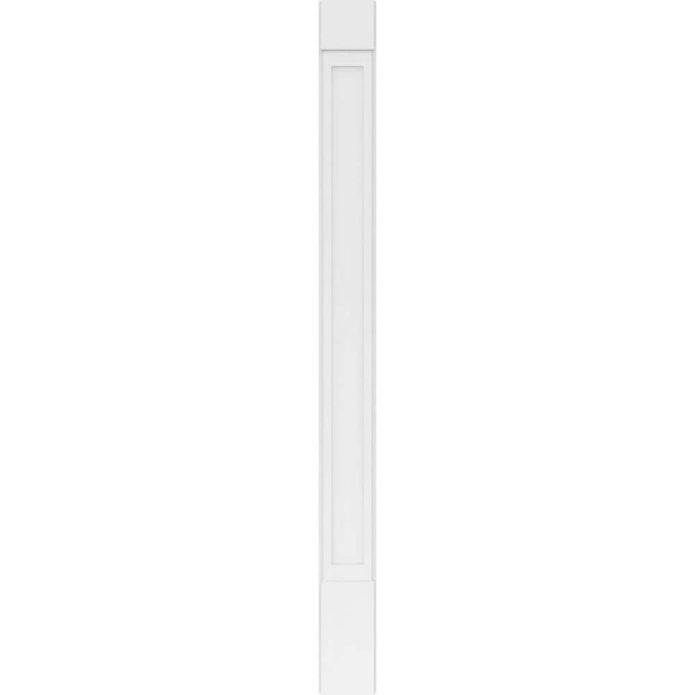 Ekena Millwork 2 in. x 9 in. x 108 in. Flat Panel PVC Pilaster with Standard Capital and Base Moulding (Pair)