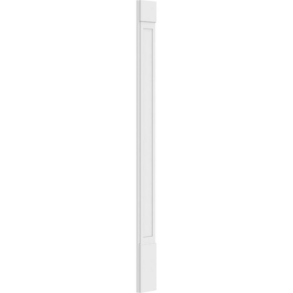 Ekena Millwork 2 in. x 9 in. x 108 in. Flat Panel PVC Pilaster with Standard Capital and Base Moulding (Pair)