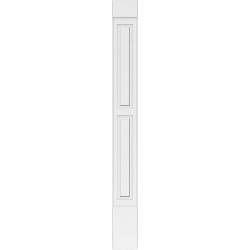 Ekena Millwork 2 in. x 10 in. x 96 in. 2-Equal Raised Panel PVC Pilaster Moulding with Standard Capital and Base (Pair)