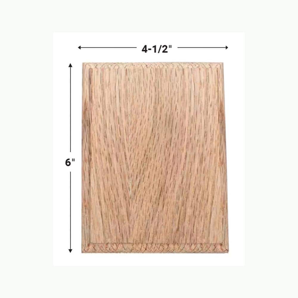 EVERMARK Stair Parts 7327 4-1/2 in. x 6 in. Unfinished Red Oak Craftsman Rosette Handrail Fitting