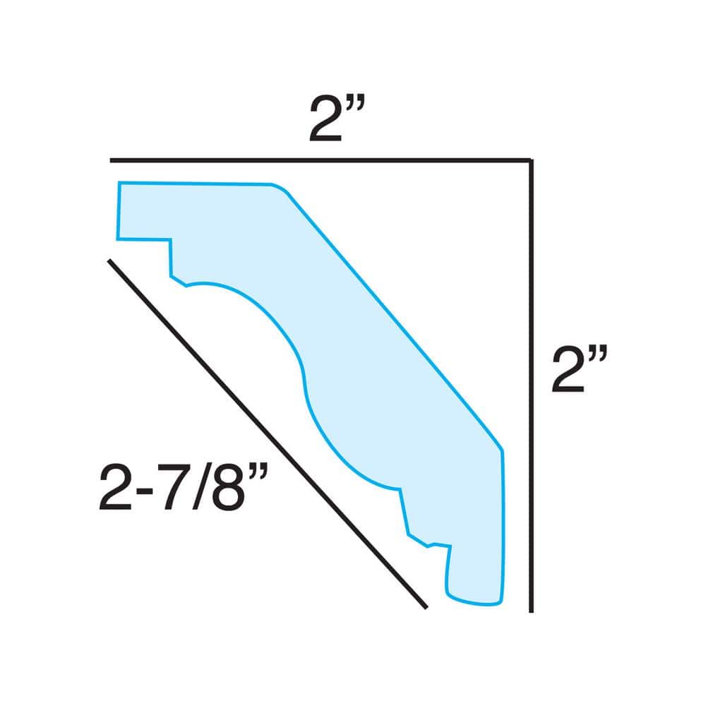 American Pro Decor 2 in. x 2 in. x 96 in. Recycled Polystyrene Plain Crown Moulding Pro Pack 48 LF (6-Pack)
