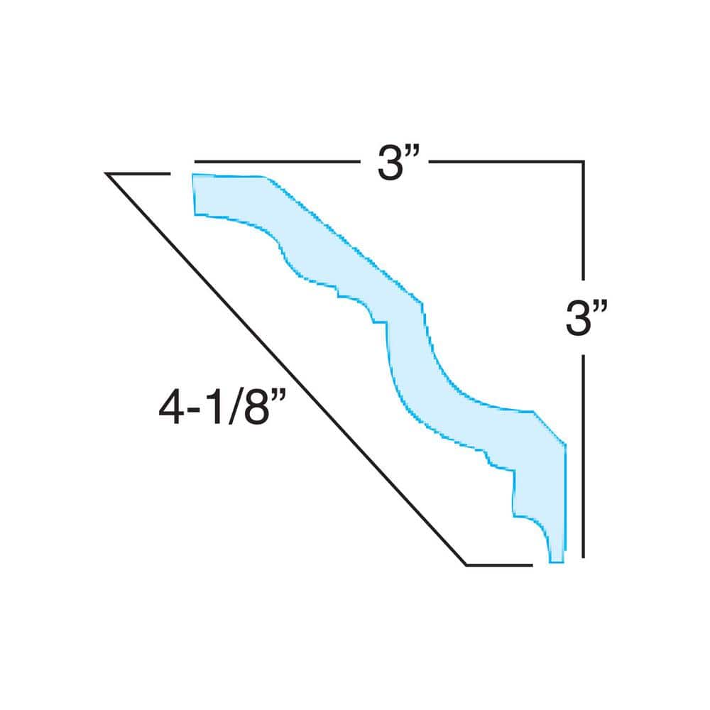 American Pro Decor 3 in. x 3 in. x 96 in. Recycled Polystyrene Ribbon Rope Crown Moulding Pro Pack 48 LF (6-Pack)
