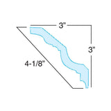 American Pro Decor 3 in. x 3 in. x 96 in. Recycled Polystyrene Ribbon Rope Crown Moulding Pro Pack 56 LF (7-Pack)