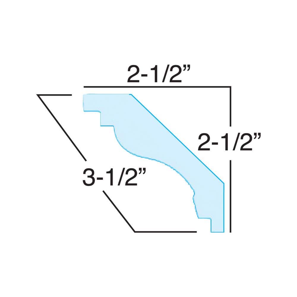 American Pro Decor 2-1/2 in. x 2-1/2 in. x 96 in. Recycled Polystyrene Plain Crown Moulding Pro Pack 40 LF (5-Pack)