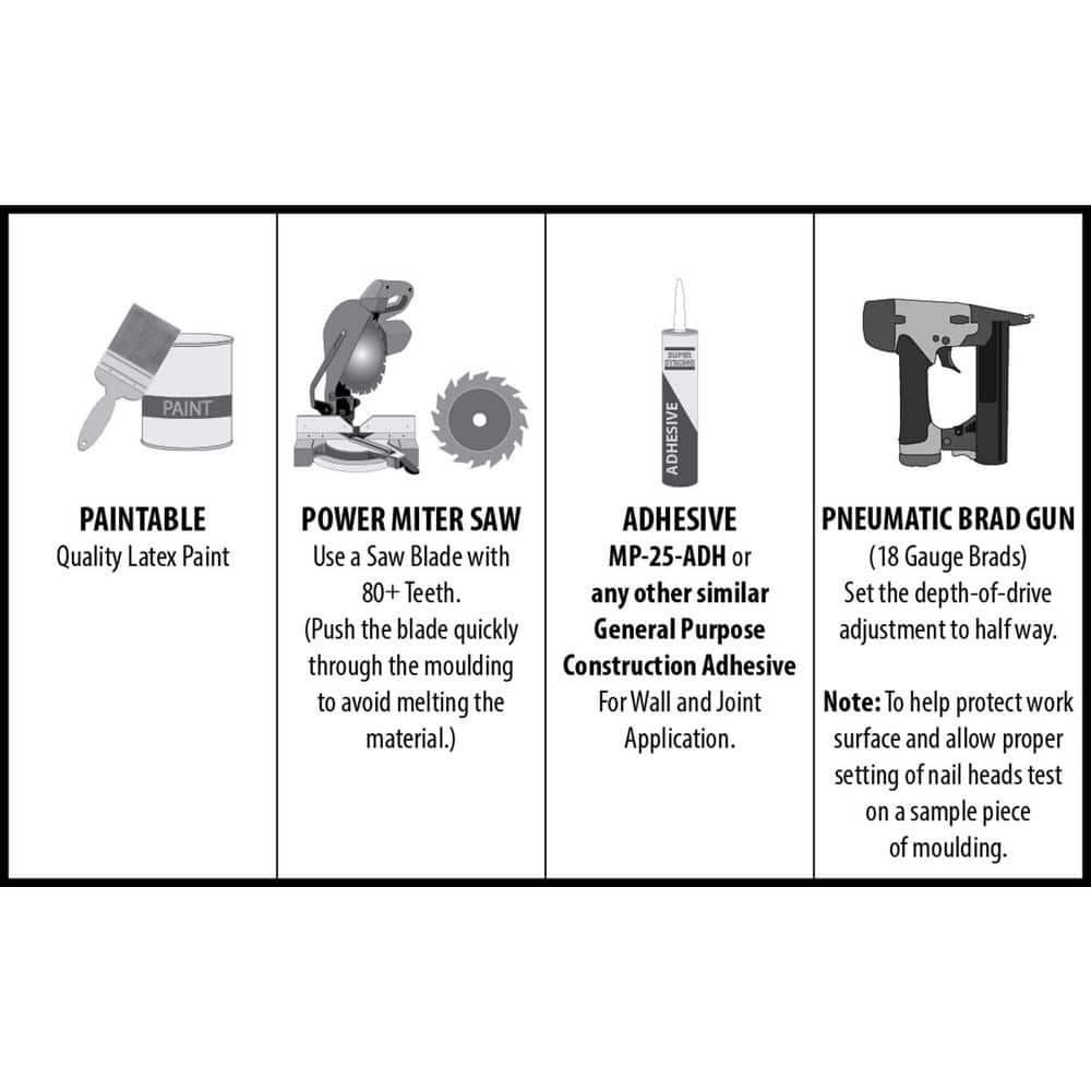 American Pro Decor 3-1/8 in. x 3-1/8 in. x 96 in. Plain Recycled Polystyrene Crown Moulding Pro Pack 40 LF (5-Pack)