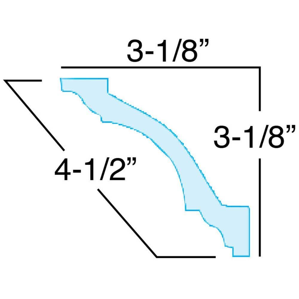 American Pro Decor 3-1/8 in. x 3-1/8 in. x 96 in. Plain Recycled Polystyrene Crown Moulding Pro Pack 48 LF (6-Pack)