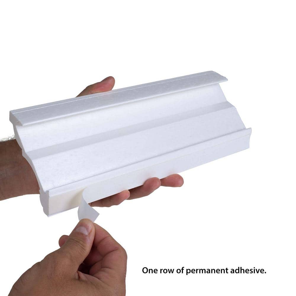 American Pro Decor Trim Fast 3-1/8 in. x 3-1/8 in. x 96 in. Plain Polystyrene Peel and Stick Crown Moulding 24 LF (3-Pack)