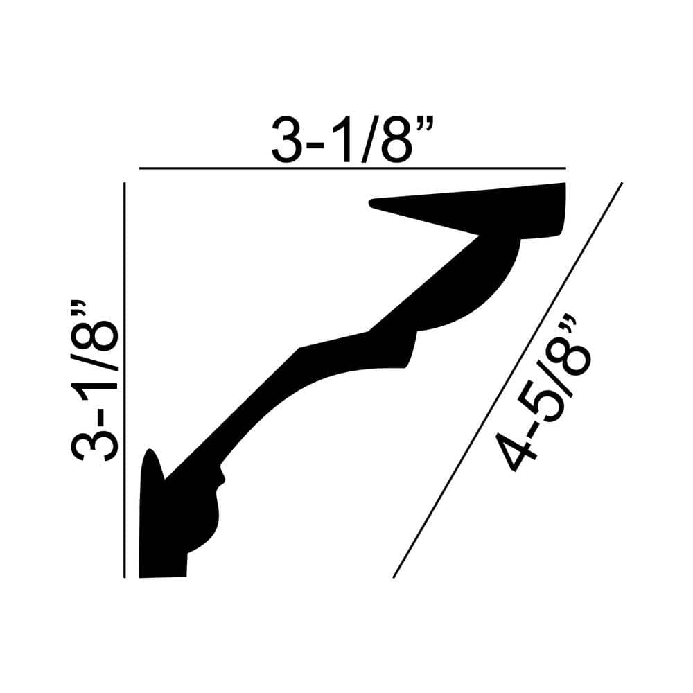 American Pro Decor Trim Fast 3-1/8 in. x 3-1/8 in. x 96 in. Plain Polystyrene Peel and Stick Crown Moulding 24 LF (3-Pack)
