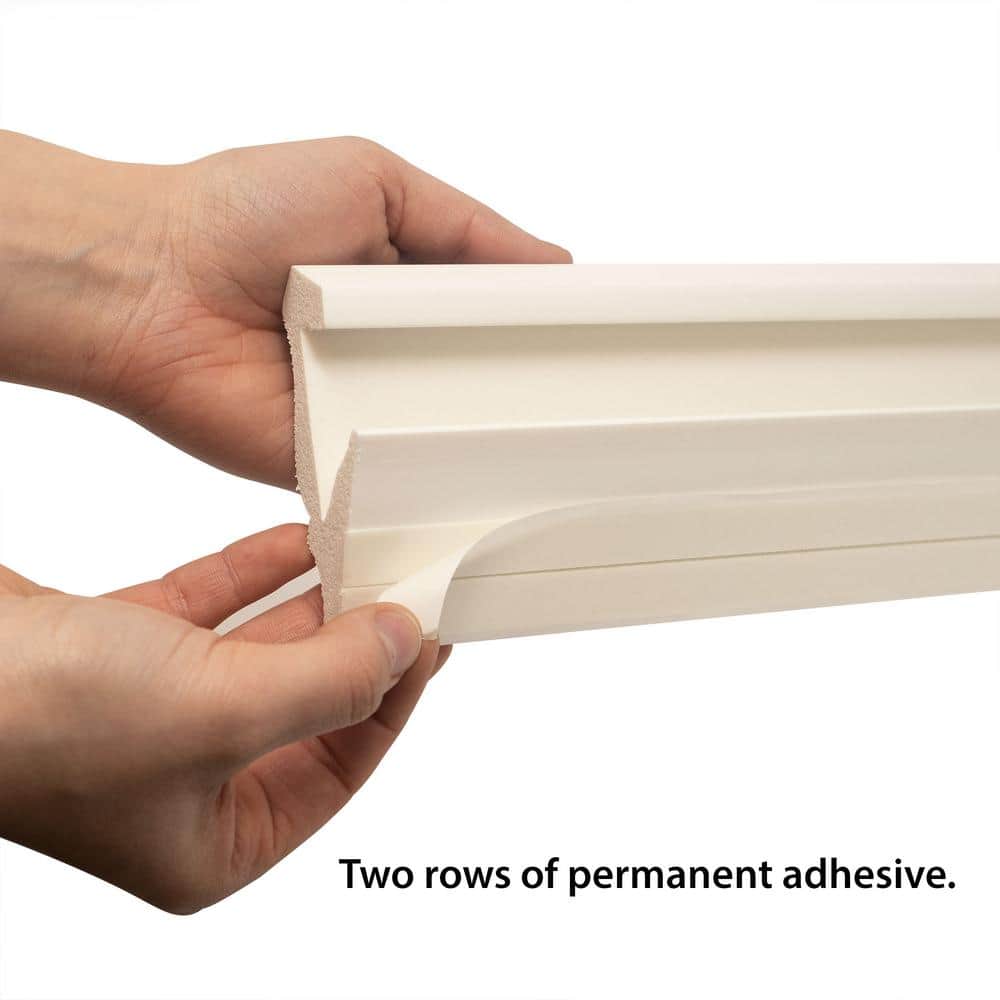 American Pro Decor Trim Fast WM 49 3 in. x 2 in. x 96 in. Plain Polystyrene Peel and Stick Crown Moulding 48 LF (6-Pack)