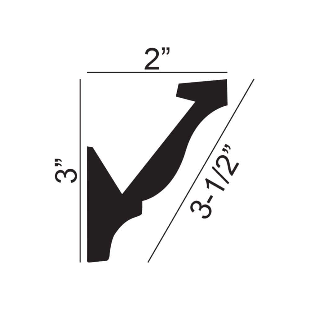 American Pro Decor Trim Fast WM 49 3 in. x 2 in. x 96 in. Plain Polystyrene Peel and Stick Crown Moulding 48 LF (6-Pack)
