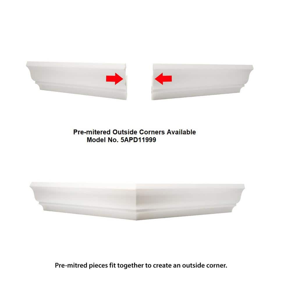 American Pro Decor Trim Fast WM 49 3 in. x 2 in. x 96 in. Plain Polystyrene Peel and Stick Crown Moulding 48 LF (6-Pack)