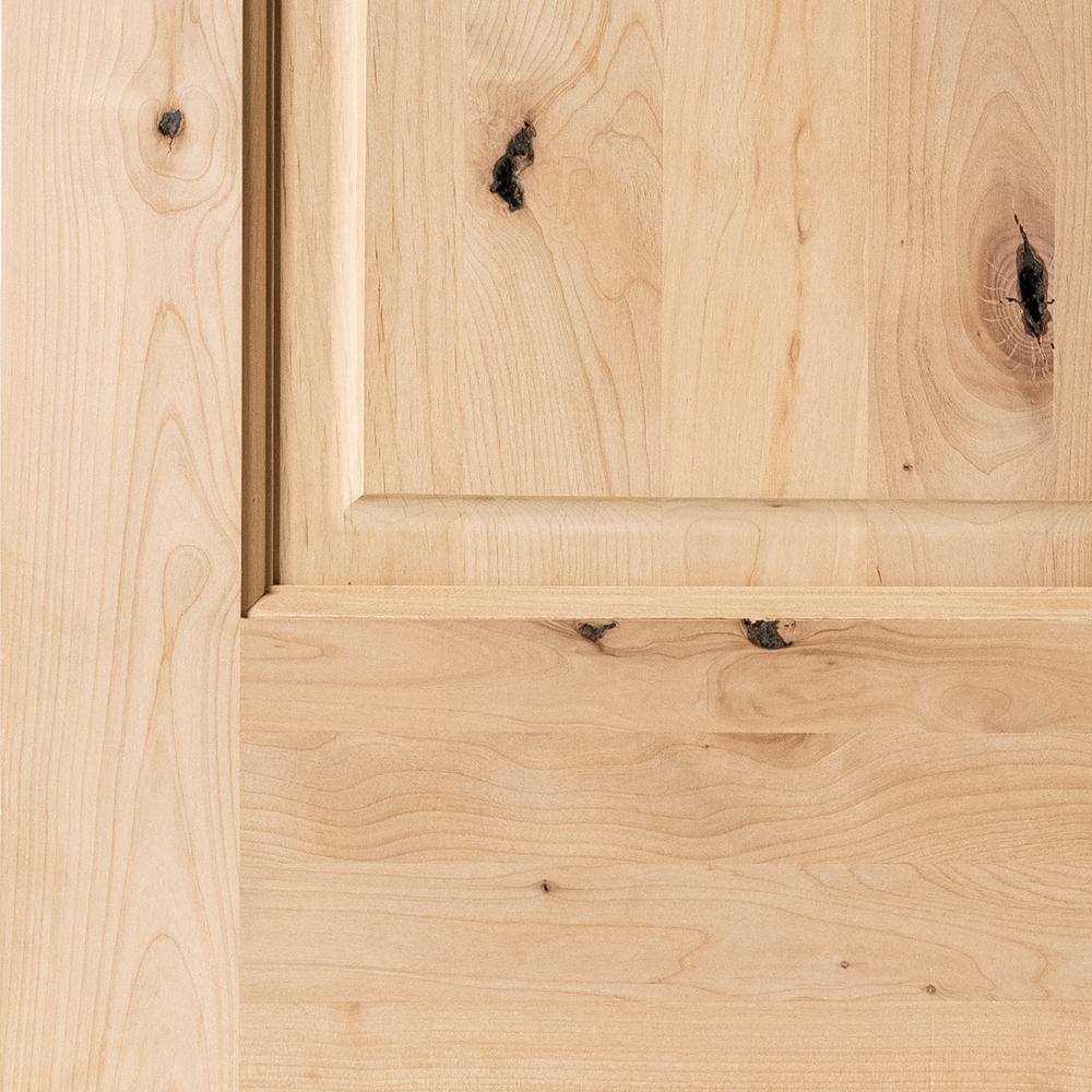 Krosswood Doors 64 in. x 96 in. Rustic Knotty Alder Clear Half-Lite Unfinished Wood with V-Groove Right Active Double Prehung Front Door