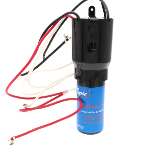Supco URCO210RC capacitor - front view (Type: Relay; Voltage: 115V)