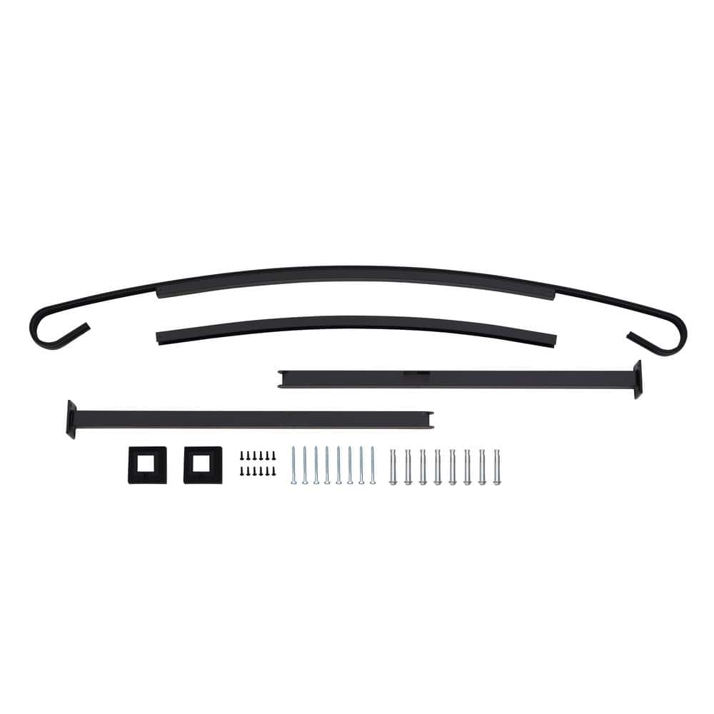US Door and Fence Aluminum Handrail for 3 Steps Black