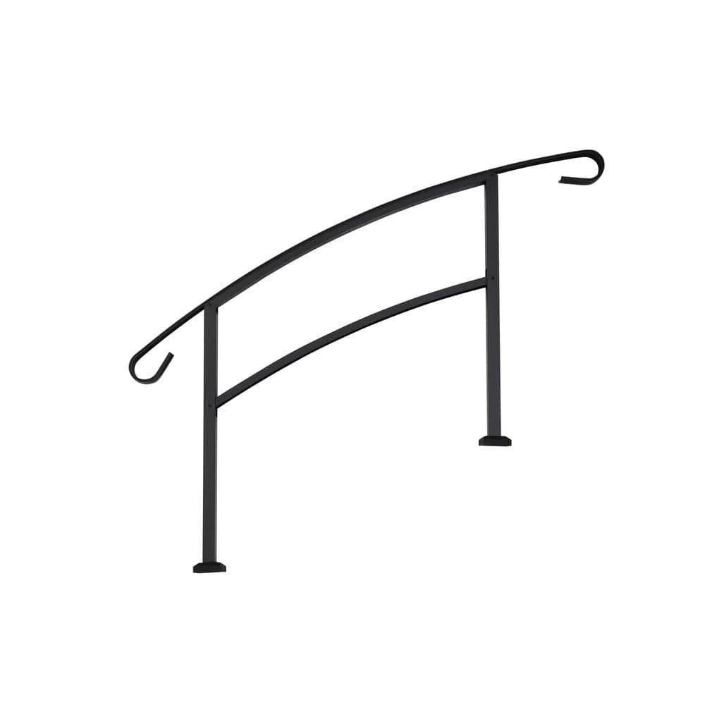 US Door and Fence Aluminum Handrail for 3 Steps Black