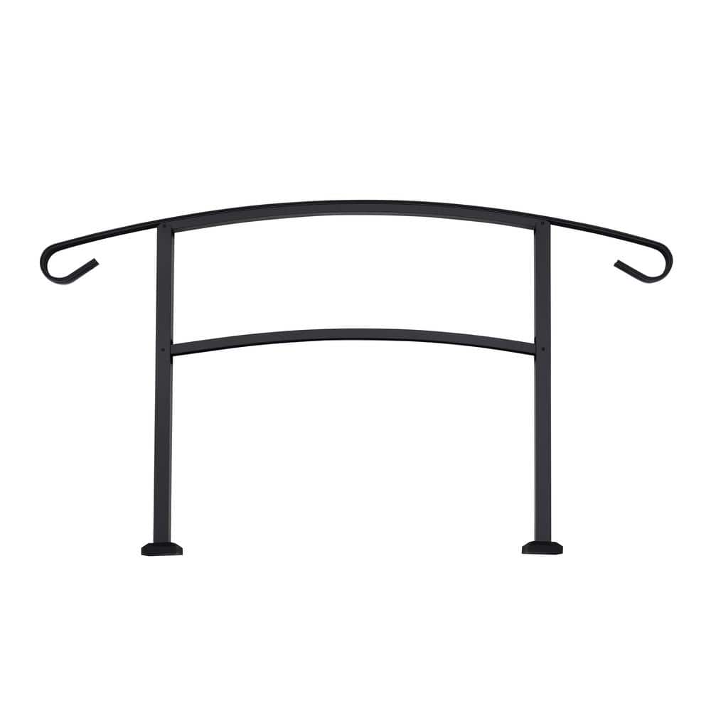 US Door and Fence Aluminum Handrail for 3 Steps Black
