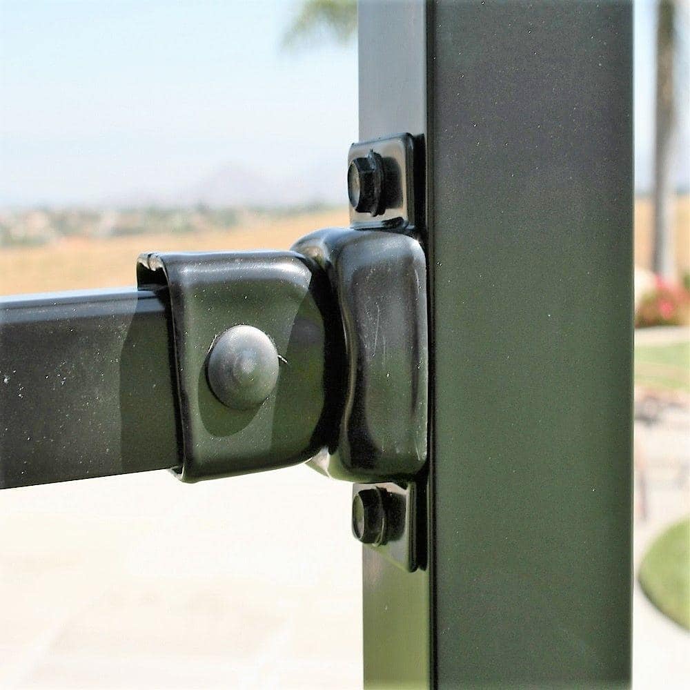 US Door and Fence Pro Series 1.75 in. x 3.25 in. Black Powder-Coated Steel Fence Swivel Mounting Bracket (2-Pack)