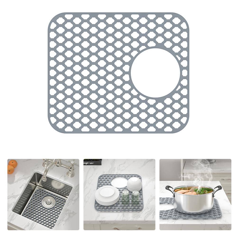 Unbranded 14x11 Silicone Kitchen Sink Bottom Grid in Gray