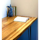 HARDWOOD REFLECTIONS 8 ft. L x 25 in. D Finished Teak Solid Wood Butcher Block Countertop With Live Edge