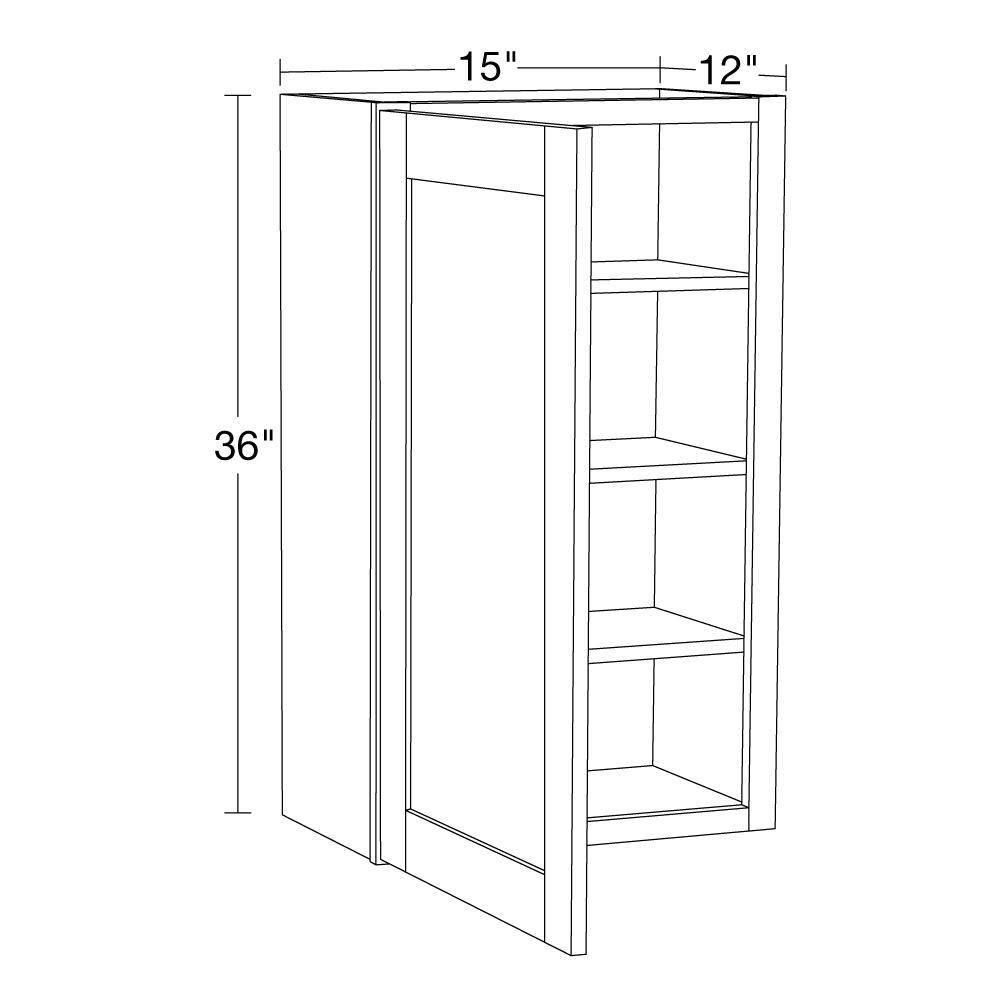 MILL'S PRIDE Richmond Valencia Blue Plywood Shaker Stock Ready to Assemble Wall Kitchen Cabinet Sft Cls 15 in W x 12 in D x 36 in H
