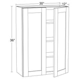 MILL'S PRIDE Richmond Valencia Blue Plywood Shaker Stock Ready to Assemble Wall Kitchen Cabinet Sft Cls 30 in W x 12 in D x 36 in H
