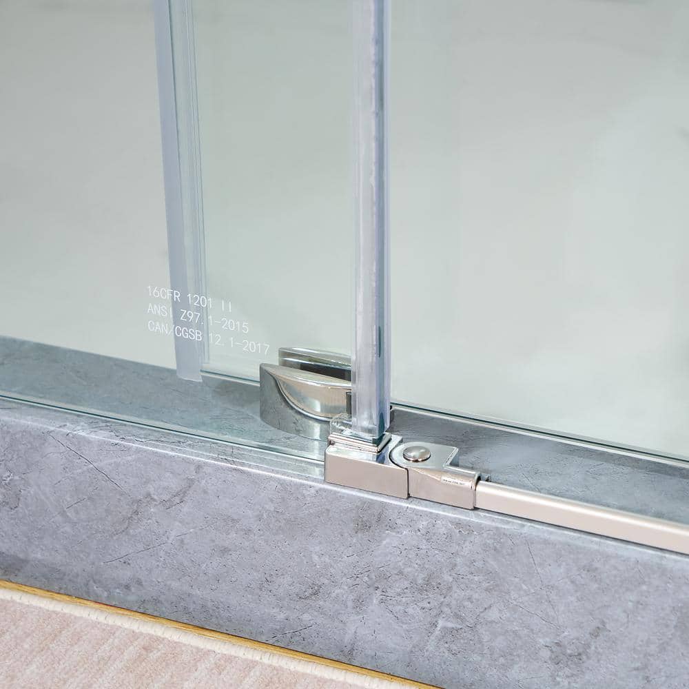 Vanity Art 76 in. H x 60 in. W Frameless Sliding Shower Door in Chrome with Clear Tempered Glass