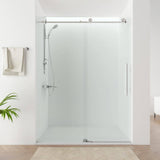 Vanity Art 76 in. H x 60 in. W Frameless Sliding Shower Door in Chrome with Clear Tempered Glass