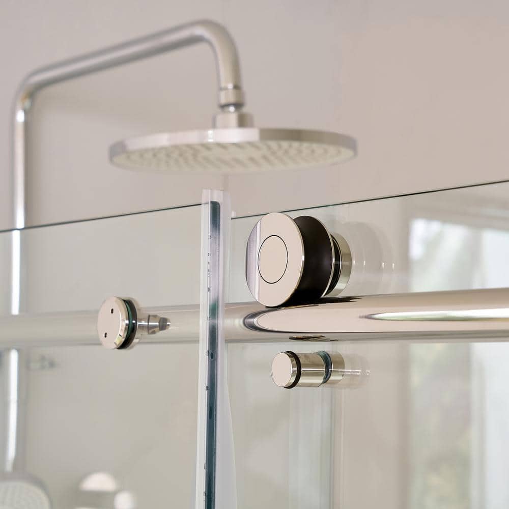 Vanity Art 76 in. H x 60 in. W Frameless Sliding Shower Door in Chrome with Clear Tempered Glass