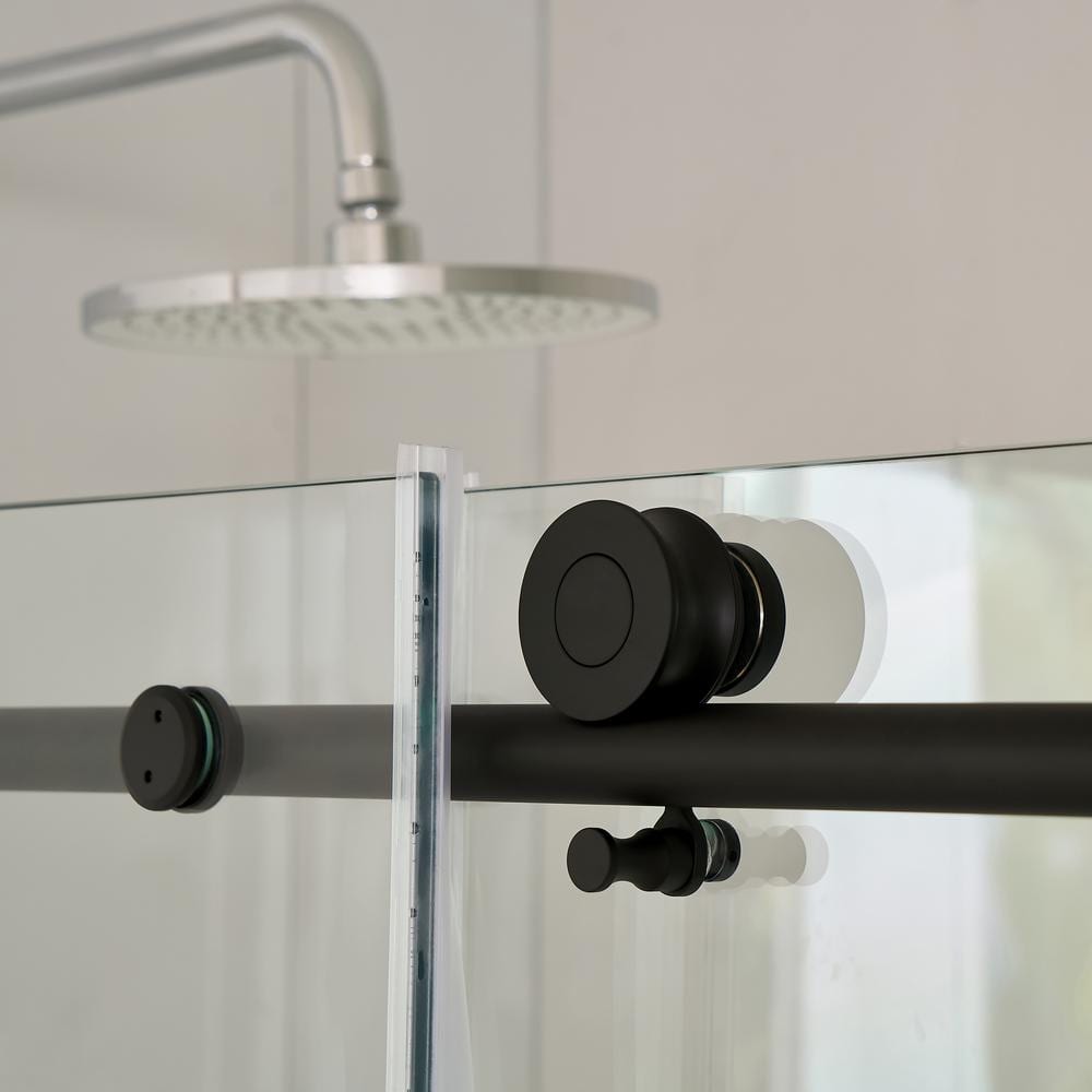 Vanity Art 76 in. H x 60 in. W Frameless Sliding Shower/Tub Door, Matte Black, Clear Tempered Glass