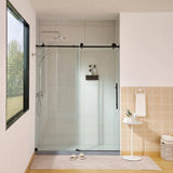 Vanity Art 76 in. H x 60 in. W Frameless Sliding Shower/Tub Door, Matte Black, Clear Tempered Glass