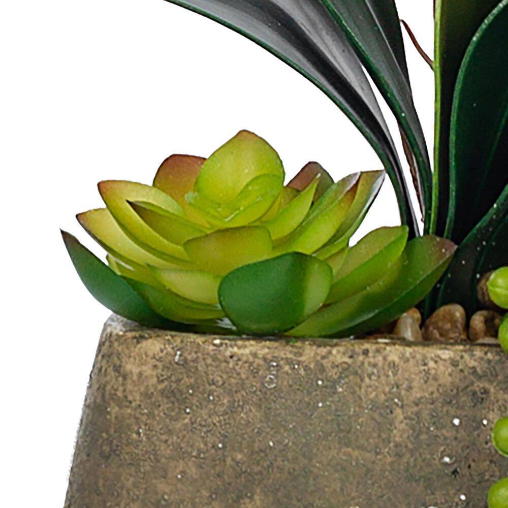 Vanity Art 23. 23 in. H Artificial Phalaenopsis Orchid Floral Arrangement in Decorative Cement in Pot