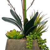 Vanity Art 23. 23 in. H Artificial Phalaenopsis Orchid Floral Arrangement in Decorative Cement in Pot