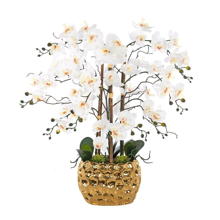 Vanity Art 35.43 in. H Gold-plated Phalaenopsis Orchid Floral Arrangement in Pot