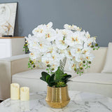 Vanity Art 26.77 in. H Artificial Orchid Floral Arrangement in Gold-plated Ceramics Vase
